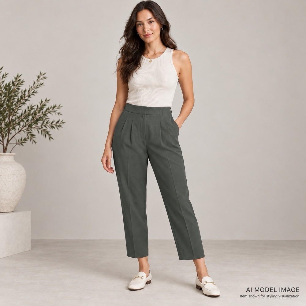 Babaton Aritzia Cohen Pants Women's 4 Dark Olive Japanese Crepe Trousers Office